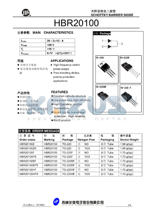 HBR20100F datasheet - SCHOTTKY BARRIER DIODE