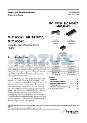 MC145026D datasheet - Encoder and Decoder Pairs CMOS