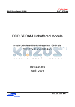 M368L5623MTN-CA2 datasheet - DDR SDRAM Unbuffered Module