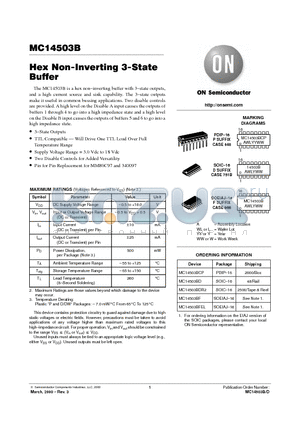 MC14503BDR2 datasheet - Hex Non-Inverting 3-State Buffer