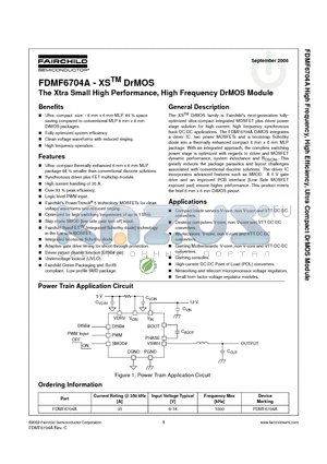 FDMF6704A datasheet - The Xtra Small High Performance, High Frequency DrMOS Module