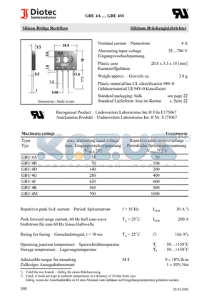 GBU4A datasheet - Silicon-Bridge Rectifiers