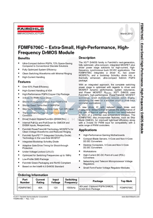 FDMF6706C datasheet - Extra-Small, High-Performance, High- Frequency DrMOS Module