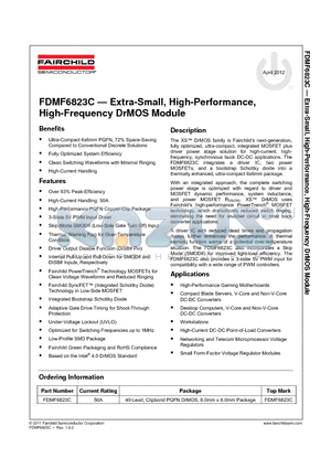 FDMF6823C datasheet - Extra-Small, High-Performance, High-Frequency DrMOS Module