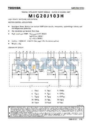 MIG20J103H datasheet - N CHANNEL IGBT (HIGH POWER SWITCHING, MOTOR CONTROL APPLICATIONS)