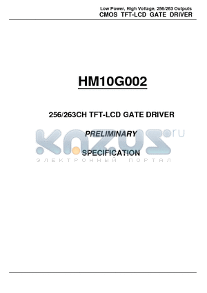 HM10G002 datasheet - 256/263CH TFT-LCD GATE DRIVER SPECIFICATION PRELIMINARY PRELIMINARY