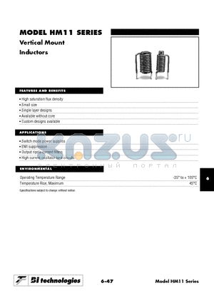 HM11 datasheet - Vertical Mount Inductors