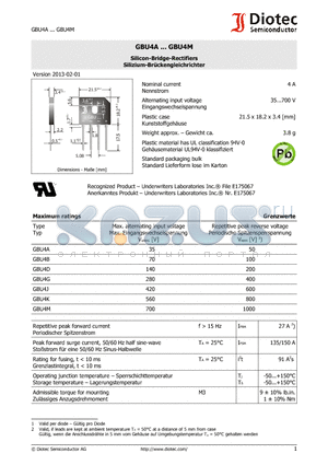 GBU4A_13 datasheet - Silicon-Bridge-Rectifiers