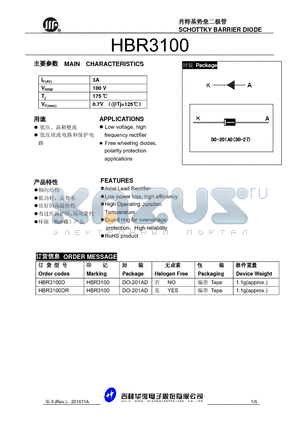 HBR3100 datasheet - SCHOTTKY BARRIER DIODE