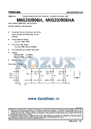 MIG20J906H datasheet - HIGH POWER SWITCHING APPLICATIONS MOTOR CONTROL APPLICATIONS