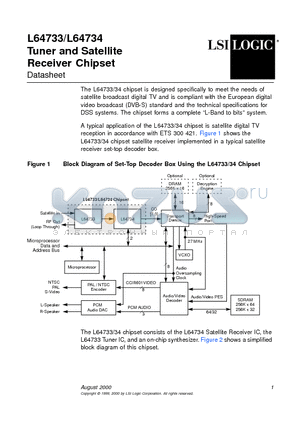 L64733 datasheet - Tuner and Satellite Receiver Chipset