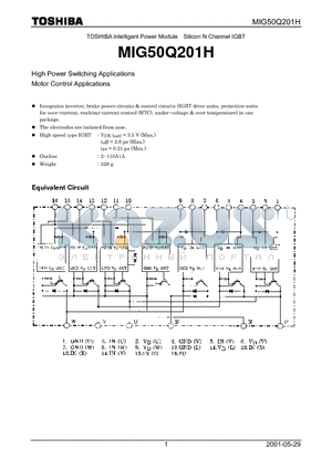MIG50Q201H datasheet - High Power Switching Applications Motor Control Applications