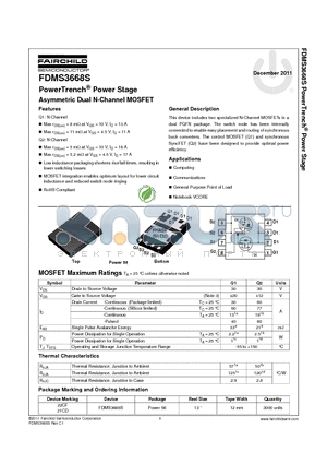 FDMS3668S datasheet - PowerTrench^ Power Stage Asymmetric Dual N-Channel MOSFET
