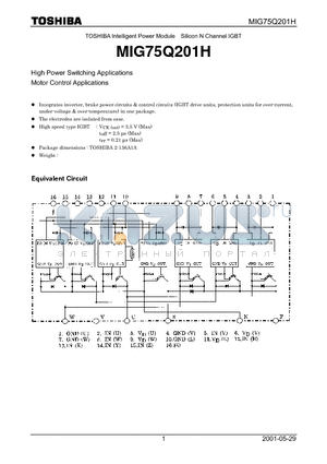 MIG75Q201H datasheet - High Power Switching Applications Motor Control Applications