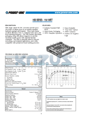 HBS150ZG-A datasheet - HBS SERIES - 150 WATT