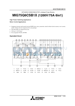 MIG75Q6CSB1X datasheet - High Power Switching Applications Motor Control Applications