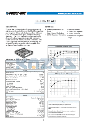 HBS100ZG-A datasheet - HBS SERIES - 100 WATT