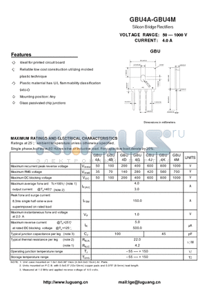 GBU4J datasheet - Silicon Bridge Rectifiers