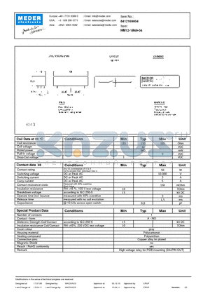 HM12-1A69-04 datasheet - HM Reed Relay