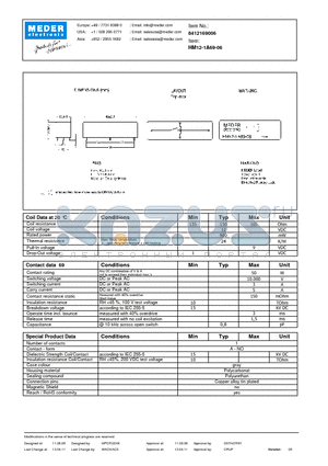HM12-1A69-06 datasheet - HM Reed Relay