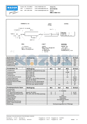 HM12-1A69-15-5_DE datasheet - (deutsch) HM Reed Relay