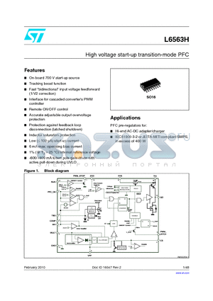 L6563H datasheet - High voltage start-up transition-mode PFC