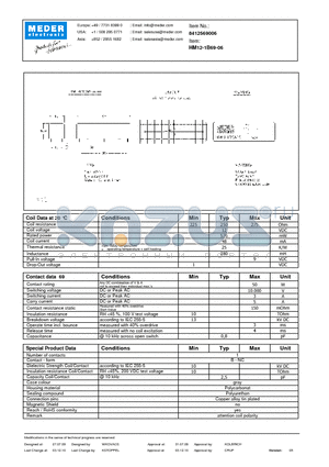 HM12-1B69-06 datasheet - HM Reed Relay