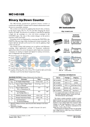 MC14516BCP datasheet - Binary Up/Down Counter