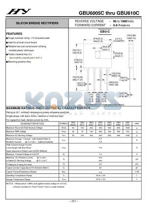 GBU6005C datasheet - SILICON BRIDGE RECTIFIERS