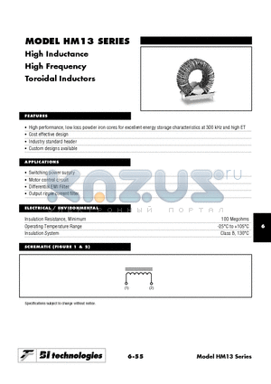 HM13-20002 datasheet - High Inductance High Frequency Toroidal Inductors