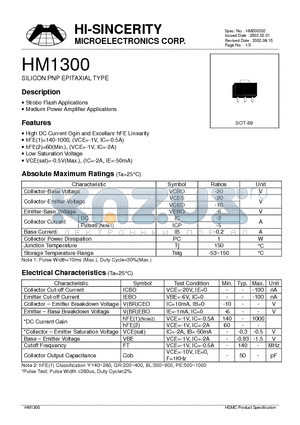HM1300 datasheet - SILICON PNP EPITAXIAL TYPE