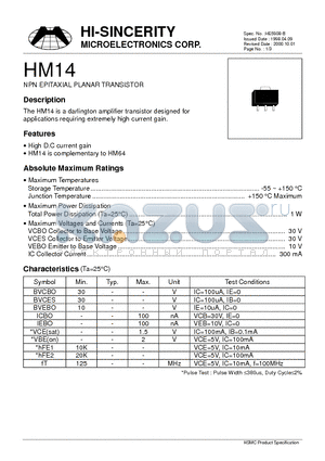 HM14 datasheet - NPN EPITAXIAL PLANAR TRANSISTOR