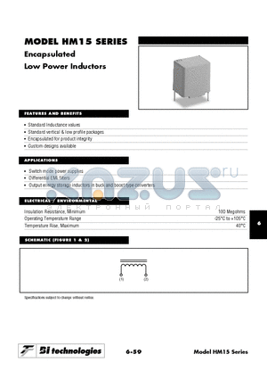 HM15 datasheet - Encapsulated Low Power Inductors