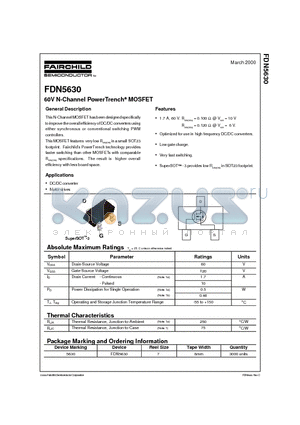 FDN5630 datasheet - 60V N-Channel PowerTrench MOSFET