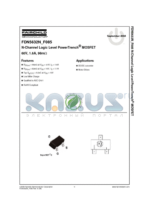 FDN5632N_F085 datasheet - N-Channel Logic Level PowerTrench^ MOSFET 60V, 1.6A, 98mY