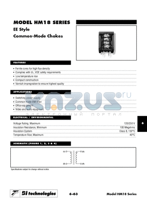 HM18-10003 datasheet - EE Style Common-Mode Chokes