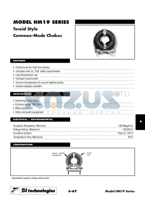 HM19-11901 datasheet - Toroid Style Common-Mode Chokes