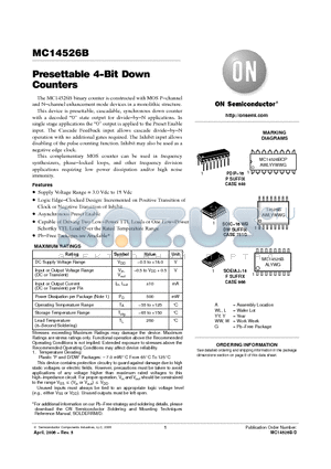 MC14526B_06 datasheet - Presettable 4−Bit Down Counters