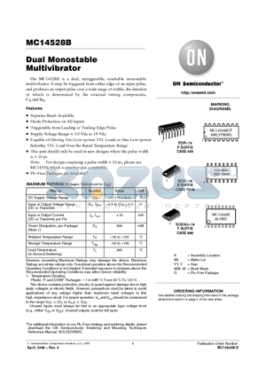 MC14528BDG datasheet - Dual Monostable Multivibrator