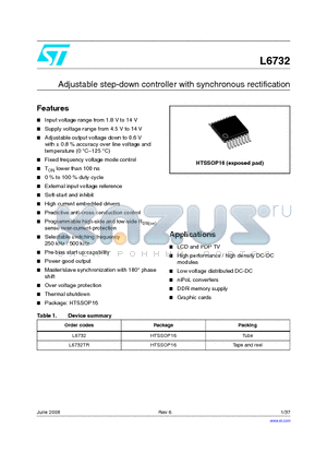 L6732_08 datasheet - Adjustable step-down controller with synchronous rectification