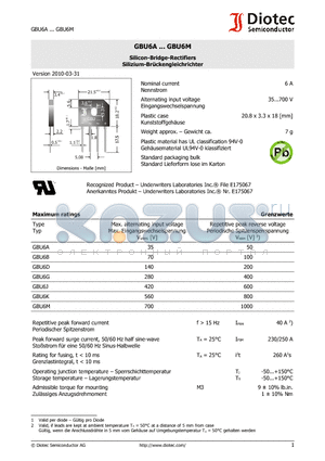 GBU6D datasheet - Silicon-Bridge-Rectifiers