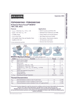 FDP42AN15A0 datasheet - N-Channel PowerTrench MOSFET
