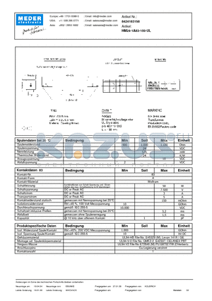 HM24-1A83-150-UL_DE datasheet - (deutsch) HM Reed Relay