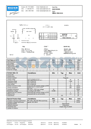 HM24-1A83-20-6 datasheet - HM Reed Relay