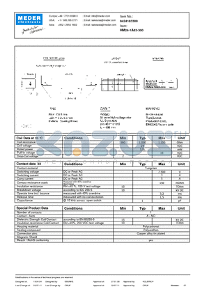 HM24-1A83-300 datasheet - HM Reed Relay