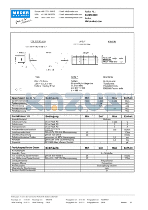 HM24-1A83-300_DE datasheet - (deutsch) HM Reed Relay