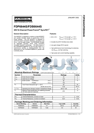 FDP6644S datasheet - 30V N-Channel PowerTrench SyncFET