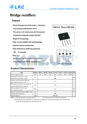 GBU6J datasheet - Bridge rectifiers