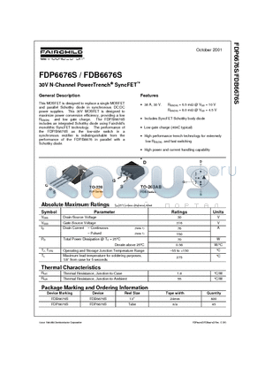 FDP6676S datasheet - 30V N-Channel PowerTrench SyncFET