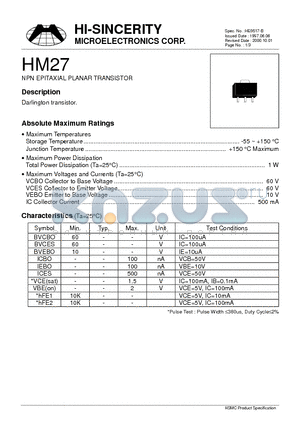 HM27 datasheet - NPN EPITAXIAL PLANAR TRANSISTOR